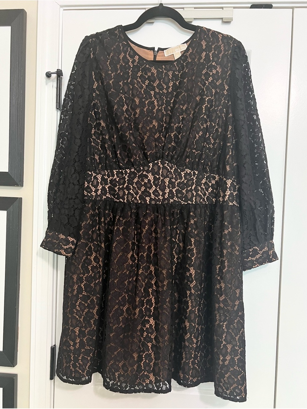 MICHAEL Michael Kors Leopard Corded Lace Dress Black Nude XXL.